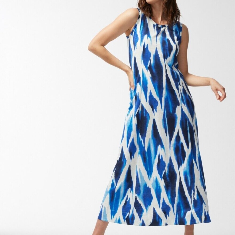New Chico's Chicos Maxi Dress 3 14 16 XL Blue and White
